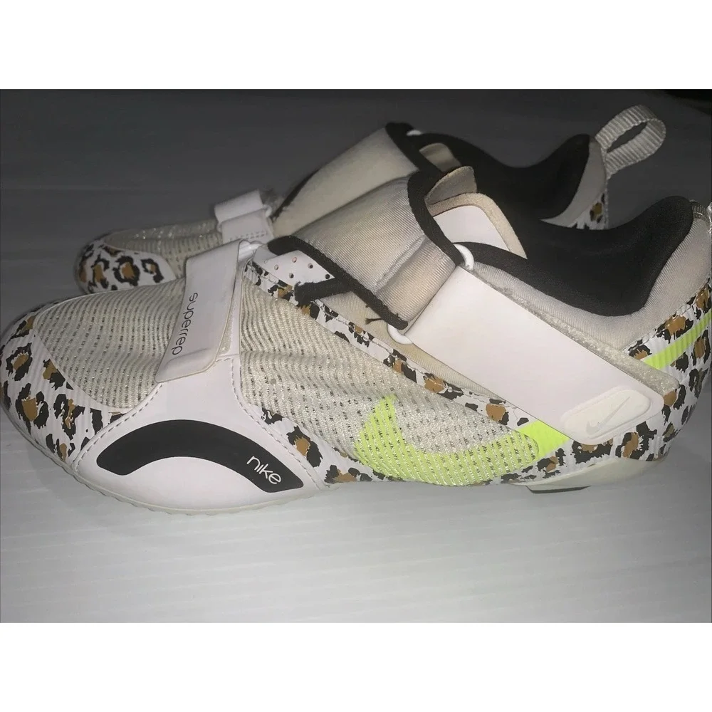 Nike Air SuperRep Cycle Shoes Women 9 White Leopard Print Neon Yellow CJ0775-177